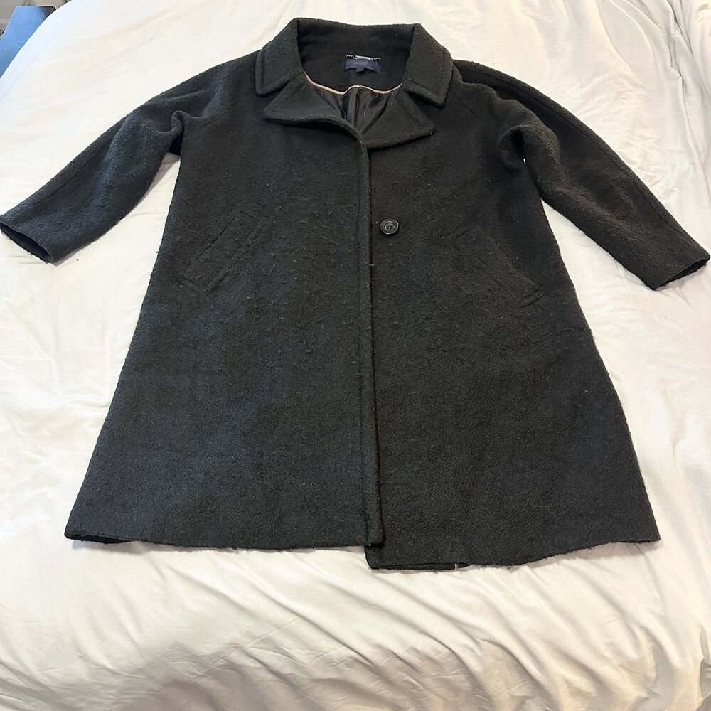 Rachel Rachel Roy Women’s Plus Sz 2x Black Textured Wool Blend Button Peacoat